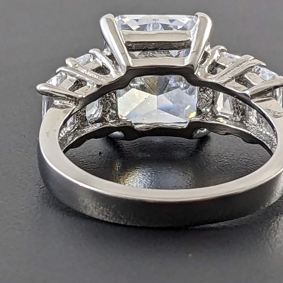 Emerald Cut CZ Polished Stainless Steel Ring - Picture 7 of 9